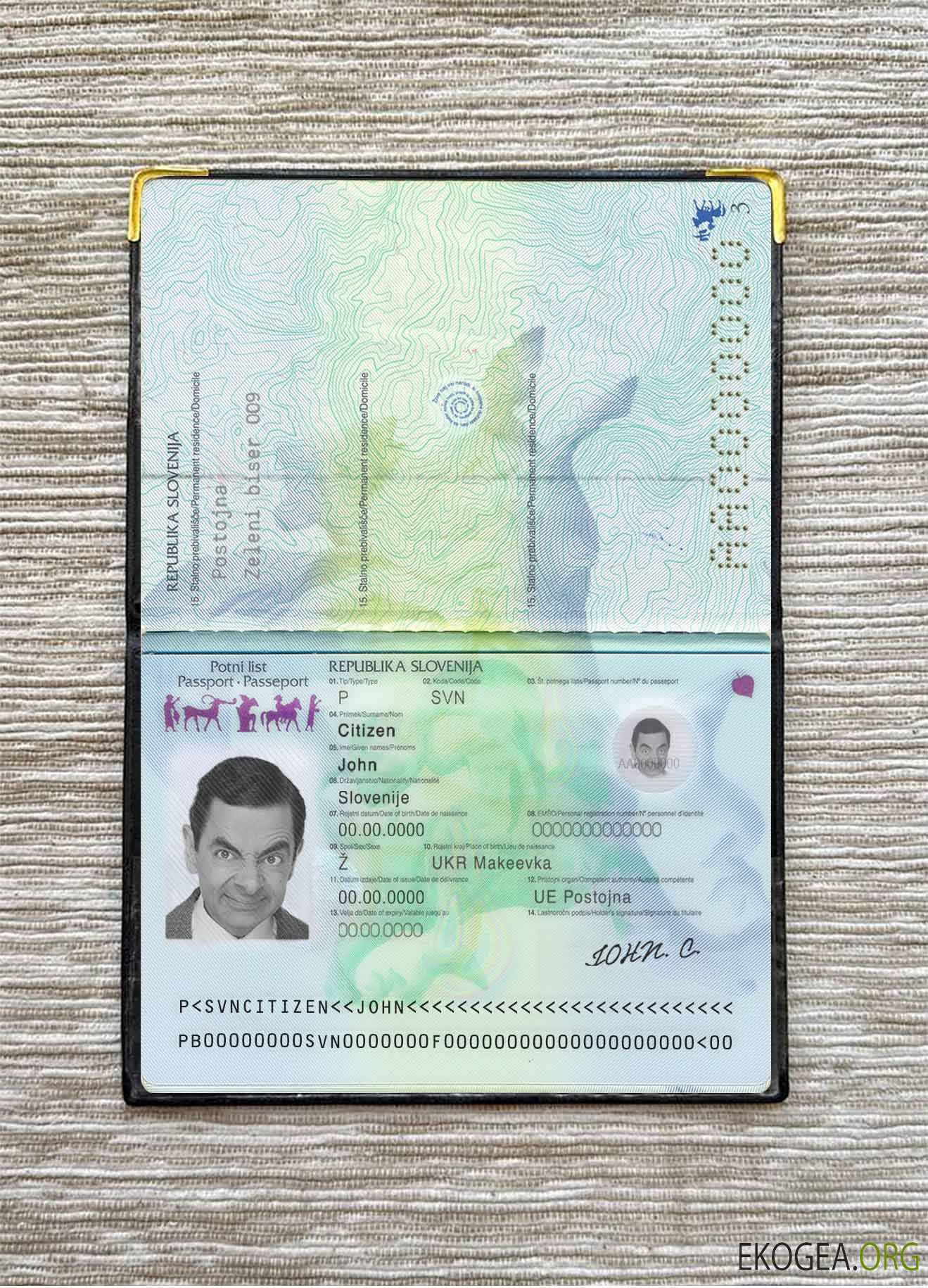 Look photo du passeport slovène